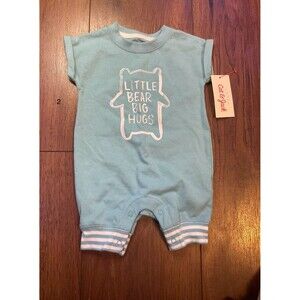 little bear blue romper 0-3 months nwt short sleeve snaps